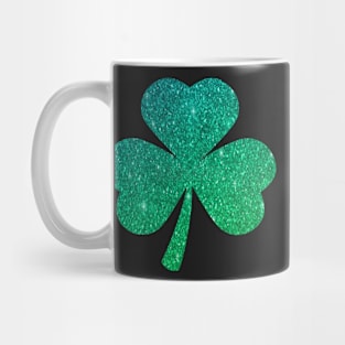 St Patricks Day, Ombre Green Faux Glitter 3 Leaf Clover Mug